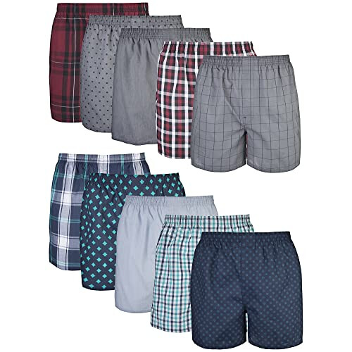 Gildan Gildan pnsk spodn prdlo boxerky Multipack Mixed Red/Modr Assorted (10-pack) Medium