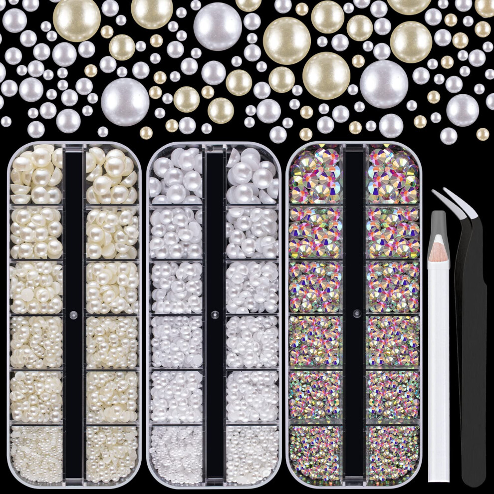 Kit De 4000 Strass Dos Plat Et Perles Demi-Rondes #39 Multi Size-image