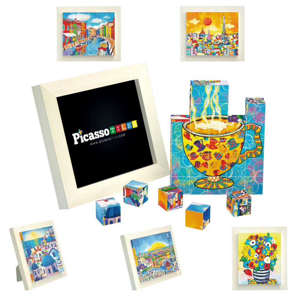 Photos - Construction Toy PicassoTiles 6-in-1 World Famous Painting Puzzles Magnetic Cubes ToyBuildingBlock Spain Park Guell Paris Eiffel Tower Greece
