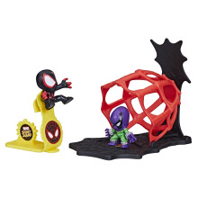 Marvel Stunt Squad Miles Morales vs. Prowler Toy Playset 1.5-Inch Super Hero Action Figures Ages 4 and Up