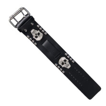 Hot Leathers WTB1003 1.5 in. Skull Leather Watch Band - Black