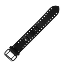 Hot Leathers WTB1012 2 in. Leather Watch Band with Rivets - Black & Silver