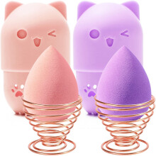 Support de Éponge à Maquillage, Support de Éponge + Étui de Voyage pour Éponge à Maquillage (Rose&Violet)
