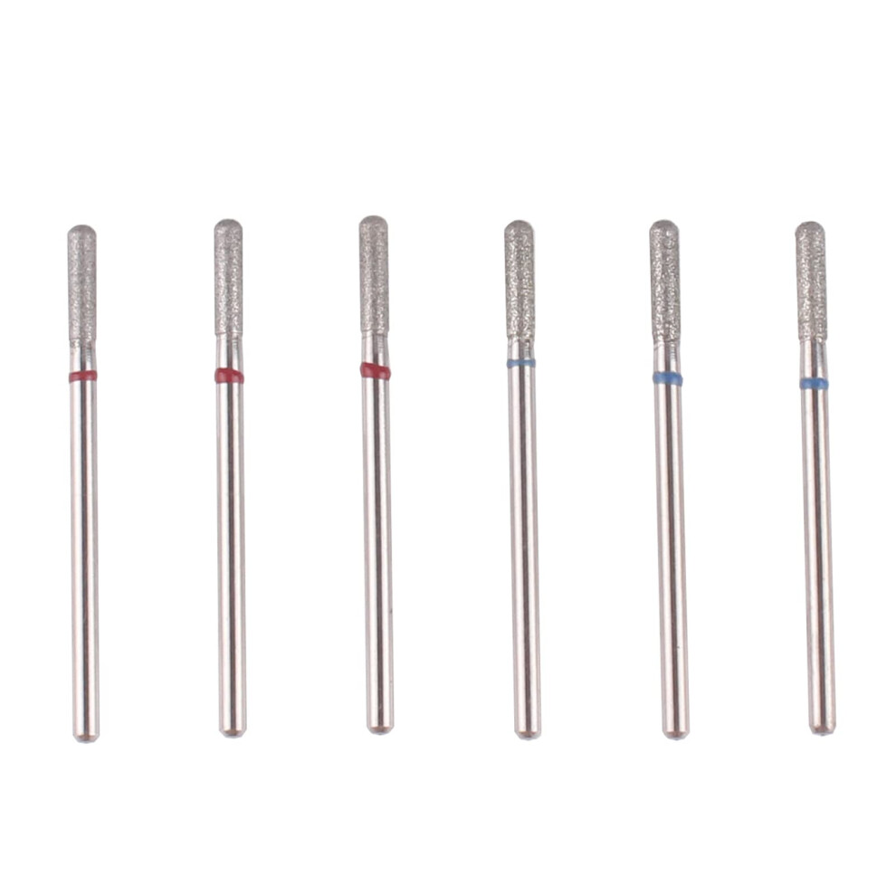 Mzcmsl 6Pcs Cylinder Cuticle Bits Safety Manicure Drill Bits For Nail Prep 3/32 Shank Diamond Nail Bits (Fine & Medium)