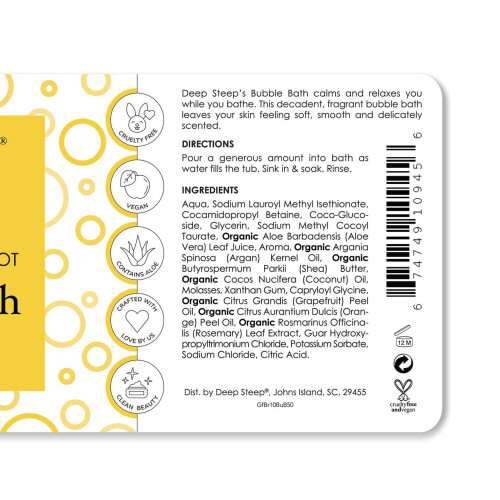 Deep Steep Bubble Bath  10 oz (Grapefruit Bergamot) 1