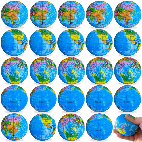 Globe Squeeze bolas de 2,5 polegadas de al   vio de estresse de terra de 2,5 polegadas Bolas de estresse de espuma macia brinquedo para a escola de