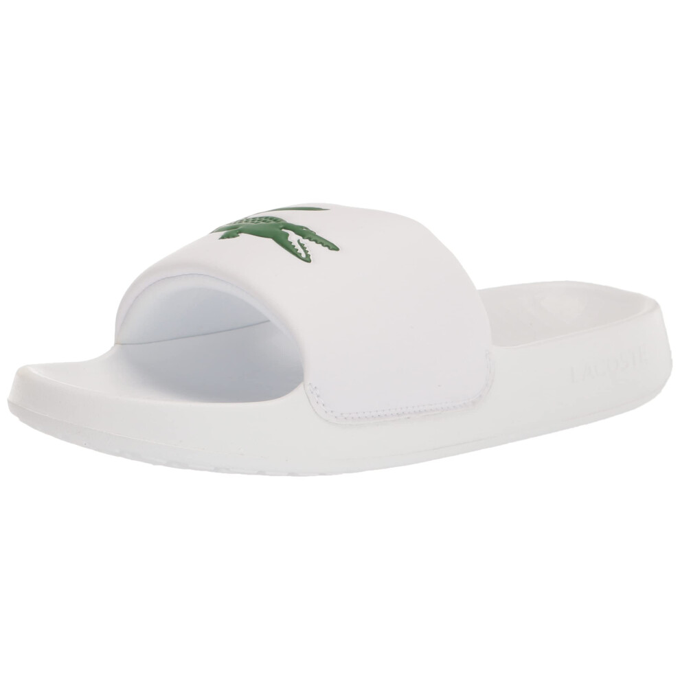 Lacoste Mens Croco 10 Slide Sandal  WhiteGreen  10