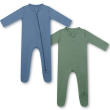 Hapiu Bambu Rayon Footies 2-Pack Moonlight Blue Dark Forest Green 6-12 mnader