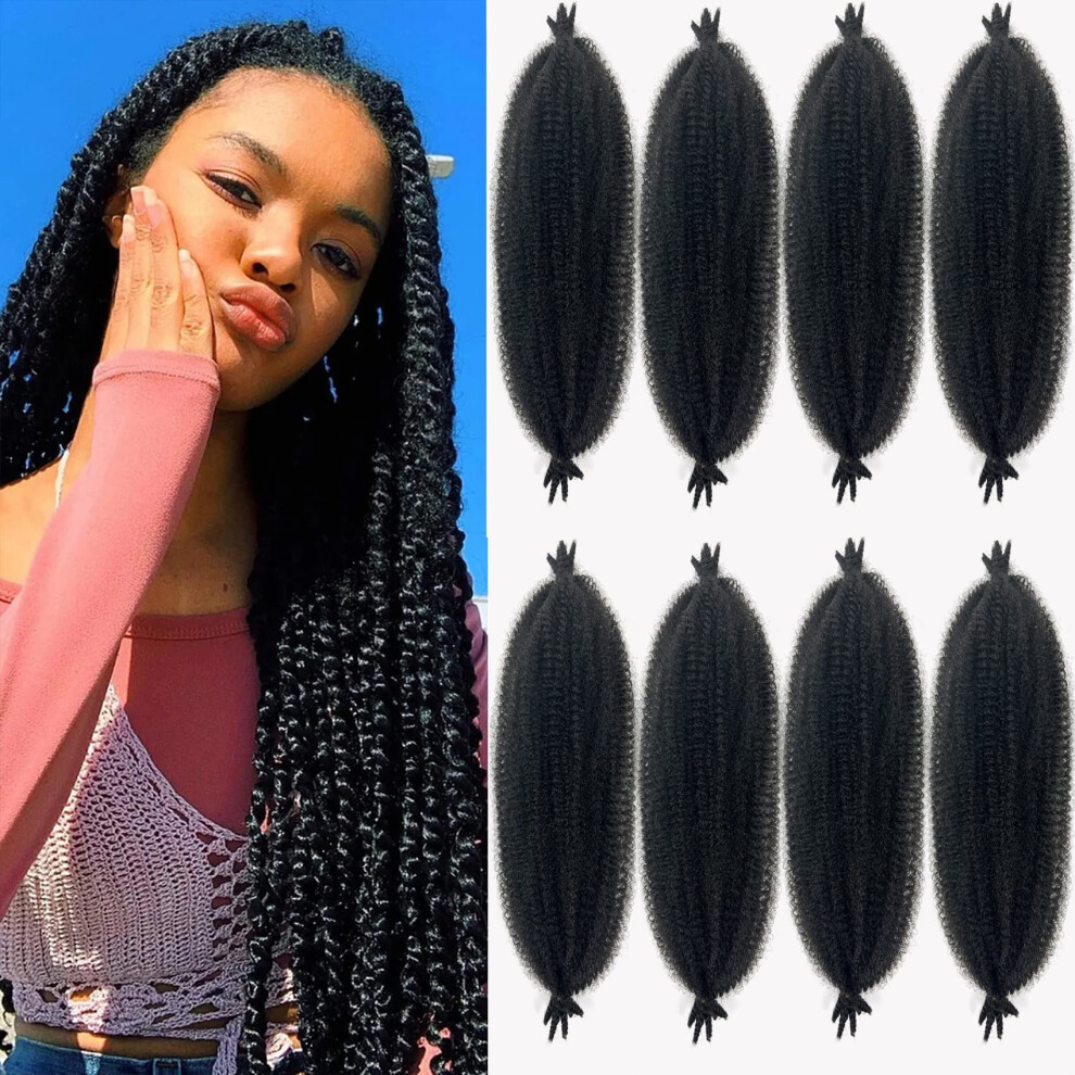 Paraglame Marley Hair 24 Inch Springy Afro Twist Hair 8 Packs Afro Kinky Braiding Hair Wrapping Hair For Soft Locs Synthetic Crochet Braids Hair Extension Natu