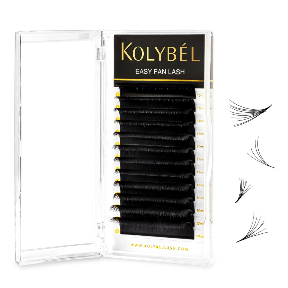 Kolybel Eyelash Extensions Easy Fan Lashes 005 Thickness Cc Curl 17Mm Single Length Auto Blooming Lash Extension Volume Lashes Lasting Self Fanning L