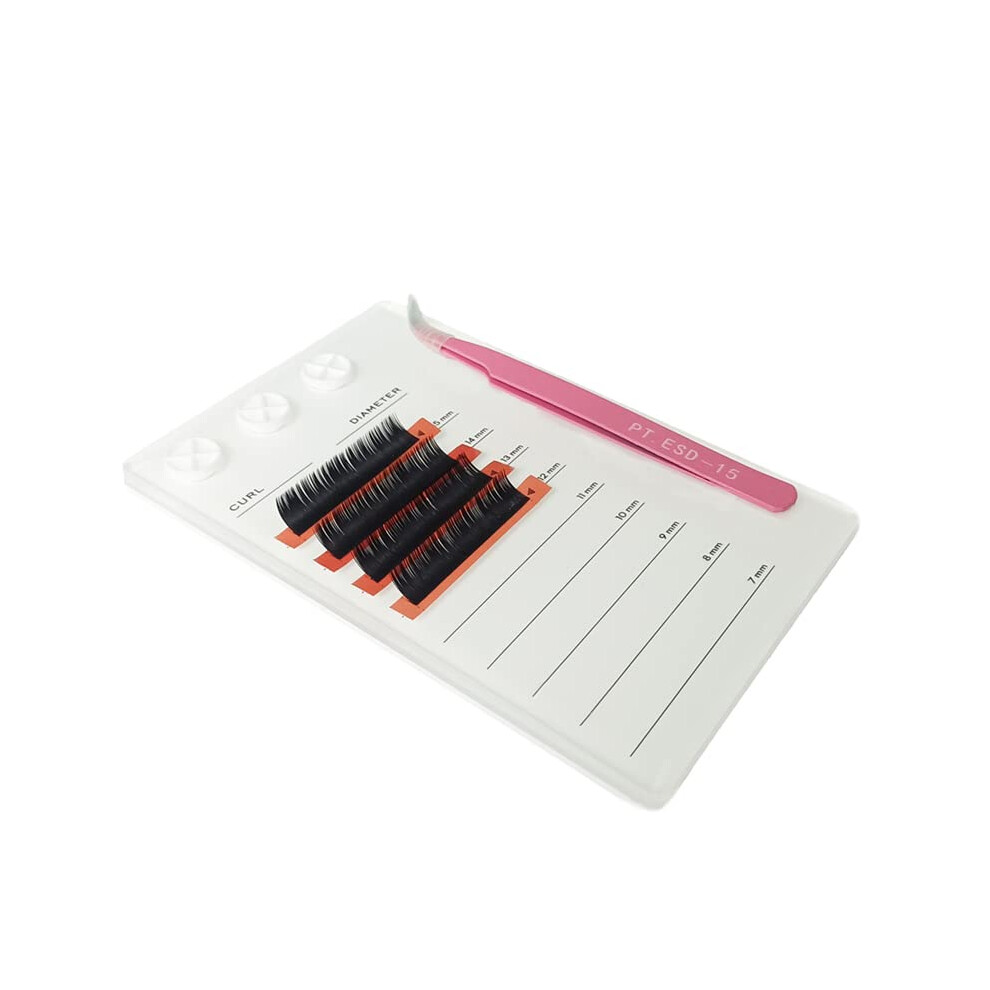 Liximmazn White Eyelash Grafting Pallet Acrylic Lash Tile Holder 7-15Mm Scale Glue Cups Eyelash Extensions Storage Gasket Pads With Suction For Tweezers (White)