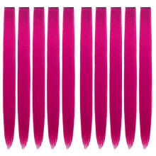 H?rforl?ngelsesklemmer 10stk i Fuchsia 20 tommer lige h?r syntetiske fiberh?rstykker til fest