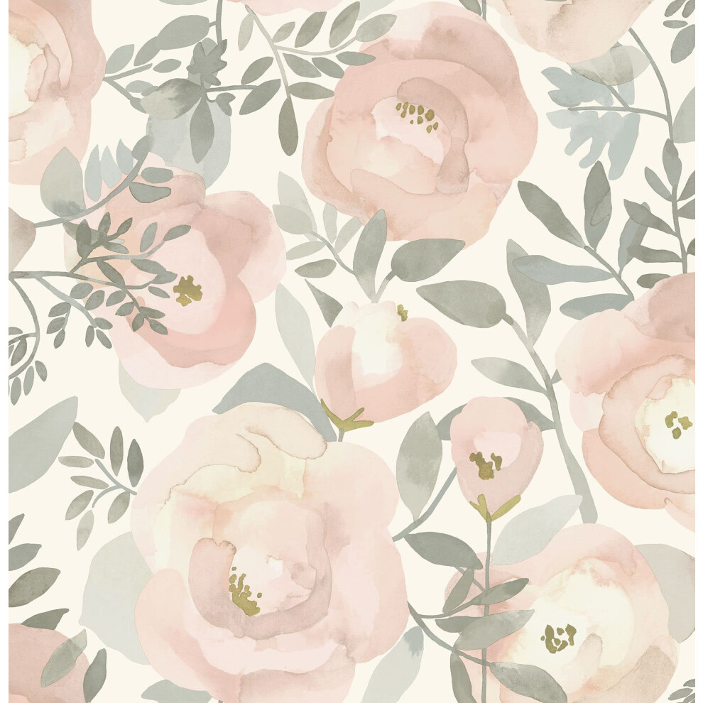 Nuwallpaper Rose Peachy Keen Peel Stick Wallpaper 091212688384