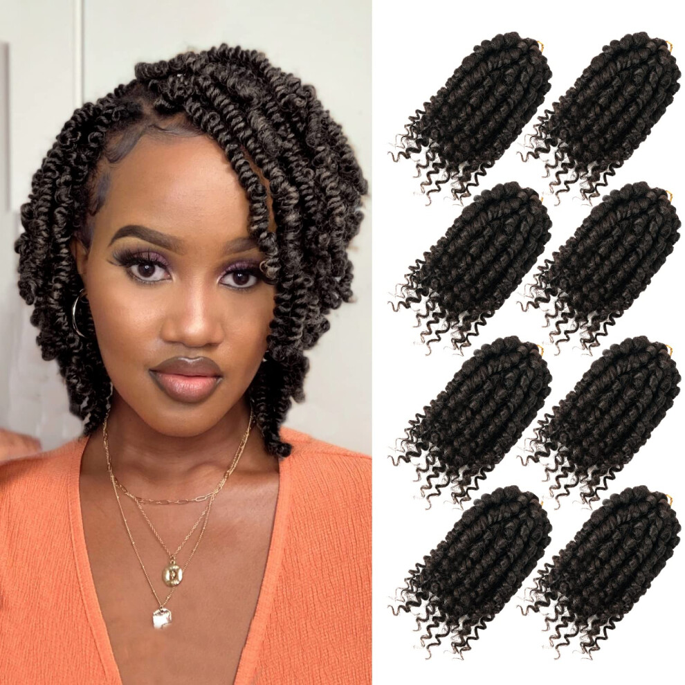 Dubbelbladig Bileaf Short Passion Twist Hair 6 Inch Pre-Twisted Passion Twist Crochet Hair 8 Packs Pre-Looped Crochet Passion Twist Braiding Hair Bohemia