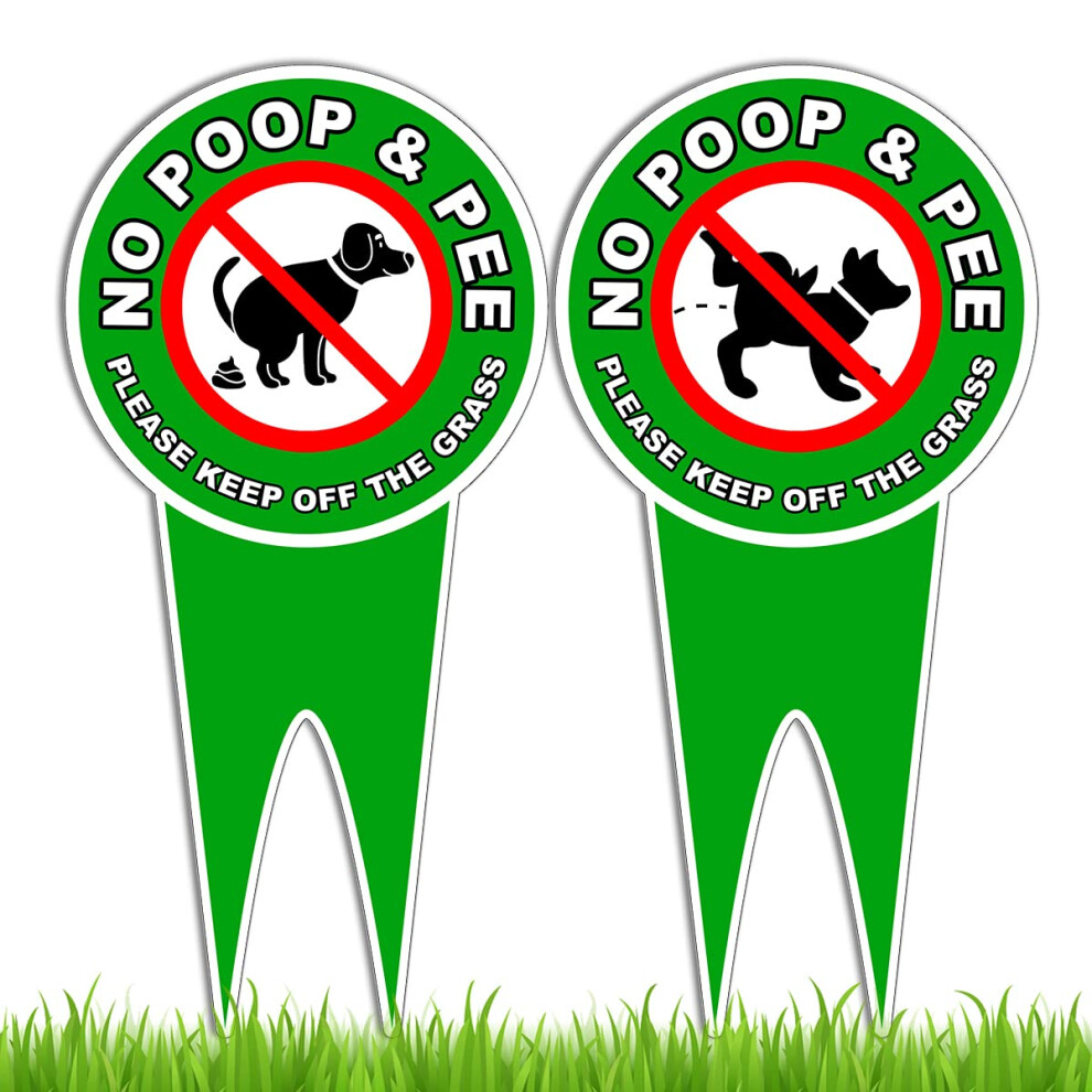 2 Cartelli Con Scritta "No Dog Poop Per Cortile, 30,5 X 15,2 Cm, Double Face, Con Scritta In Lingua Inglese "No Pooping Dog", Cartello Con Scritta "No Dogs Allowed" (Lingua Italiana Non Garantita)-image