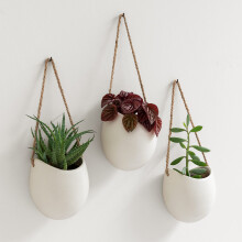 Kazai. V?gplanter -Ellie- | H?ngende keramiske urtepotter 3 stk. | V?gdekoration til indend?rs altan og have | Creme (mat)