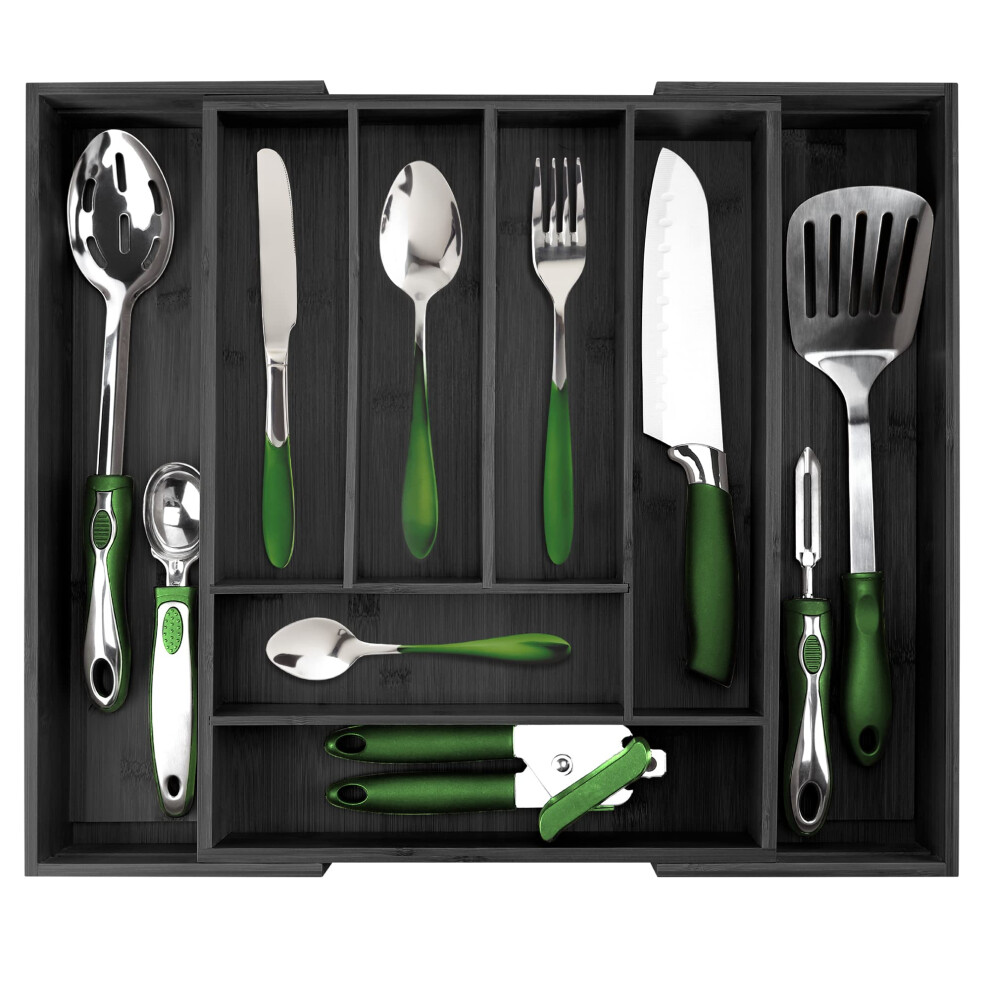 Vassoio Portaposate In Bamb Pristine Per Cassetti - Organizzatore Per Cassetti Da Cucina - Organizzatore Per Posate - Organizzatore Per Posate P-image