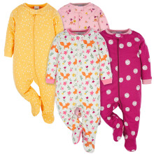 Onesies varumrke baby flicka's 4-pack smn 'n play footies multi pack rv 0-3 mnader