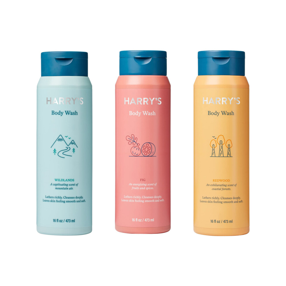 Harry's Men's Body Wash Shower Gel  Variety - Fig  Wildlands  Redwood (Pack of 3)