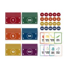Good Ground - Gioco di finzione per bambini, in feltro, con soldi, giocattolo educativo Montessori, dollari, banconote, monete, portafoglio, set