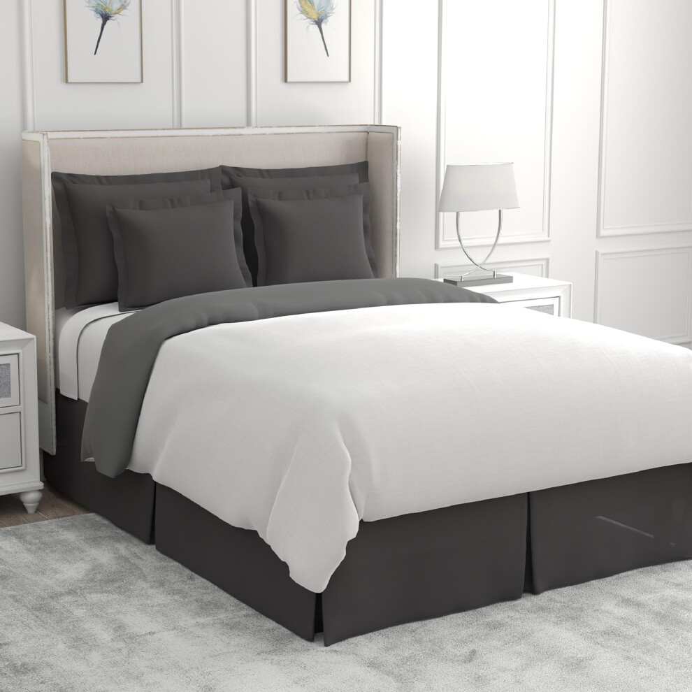 Bed Makers Never Lift Your Mattress Microfiber WrapAround Bed Skirt Tailored Style Classic 14 Inch Drop Length Full Grey