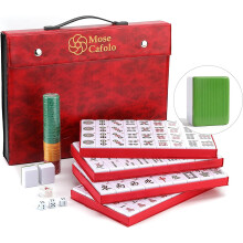 Set di gioco Mahjong cinese professionale Mose Cafolo, 146 tessere numerate di grandi dimensioni con custodia da viaggio. Set completo di tessere