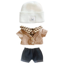 Niannyyhouse 7,8in/20 cm plys dukke tøj hat knap sweater denim flanger jeans dukke dressup (hvid?)