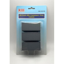 Rock Island Hobby RIH032108 HO Scale 20 ft. Containers Model Train, Gray - Pack of 3