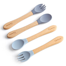 Ginbear Silikon-Babylffel und -gabeln zum Selbstfttern, 1218 Monate, weiche Spitze, Babybesteck-Sets fr Jungen, Kleinkinder, Ftterutensilien fr