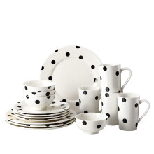 Loymokinar White Porcelain Dinnerware Sets 16-Piece Service for 4 Dish