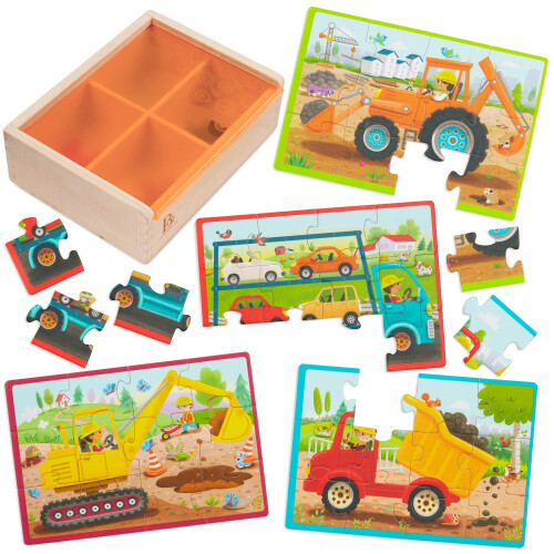 B. toys- Πακέτο Παζλ - Φορτηγά - Ξύλινο Σετ Παζλ - 4 Παζλ Φορτηγών