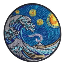 Patch de unda Great Kanagawa Van Gogh Patch 3 inci - fier pornit/cusut pe peticul brodat colorat