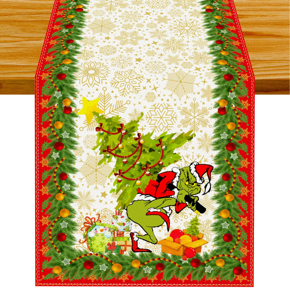 D   corations de No   l en lin Grinch Chemin de table de No   l Joyeux Grinchmas Chemin de table Grinch Nappe No   l No   l Hiver H