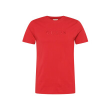 GUESS Men's Short Sleeve Classic Pima Embroidered Logo Chili Red Sma