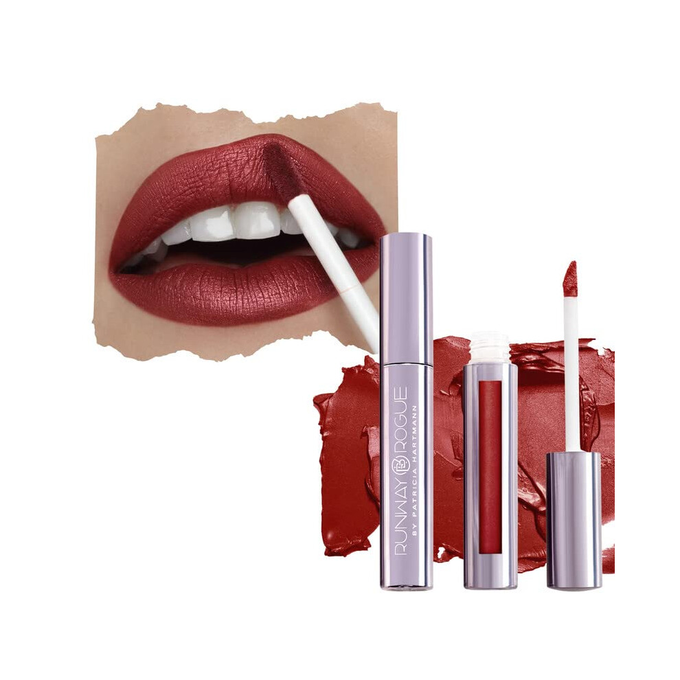 Schurk White Runway Rogue Pearl Glam Shimmer Liquid Lipstick Long Wear Warm Brick