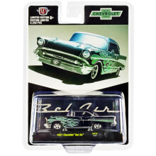 1957 Chevy Bel Air Black Metallic with Green Flames Limited Edition to