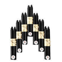 Lacaser Beeswax Black Taper Candles Set of 14 pcs  9"" Long Black Candlesticks  Smokeless & Unscented  Burning Time 4 Hours