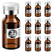 Ks-Tek Steriele Lege Vials met Zelfherstellende Injectiepoort met Aluminium Plastic Dop Steriele Verpakking 3ml Amber 10
