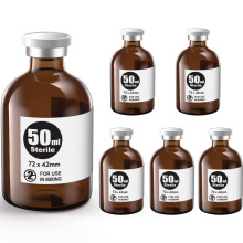 Ks-Tek Sterile Empty Vials with Self Healing Injection Port with Aluminum Plastic Cap Sterile Package 50ml Amber 6