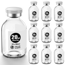 KS-Tek Sterila tomma injektionsflaskor med sjlvlkande injektionsport med aluminiumplast Cap Sterile Package (20 ml Clear 10)
