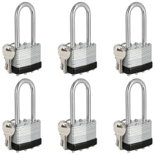Cadeados Travate com Chave Igual, Conjunto de 6 Cadeados Laminados Pesados, Cadeado com Corpo Largo de 40mm