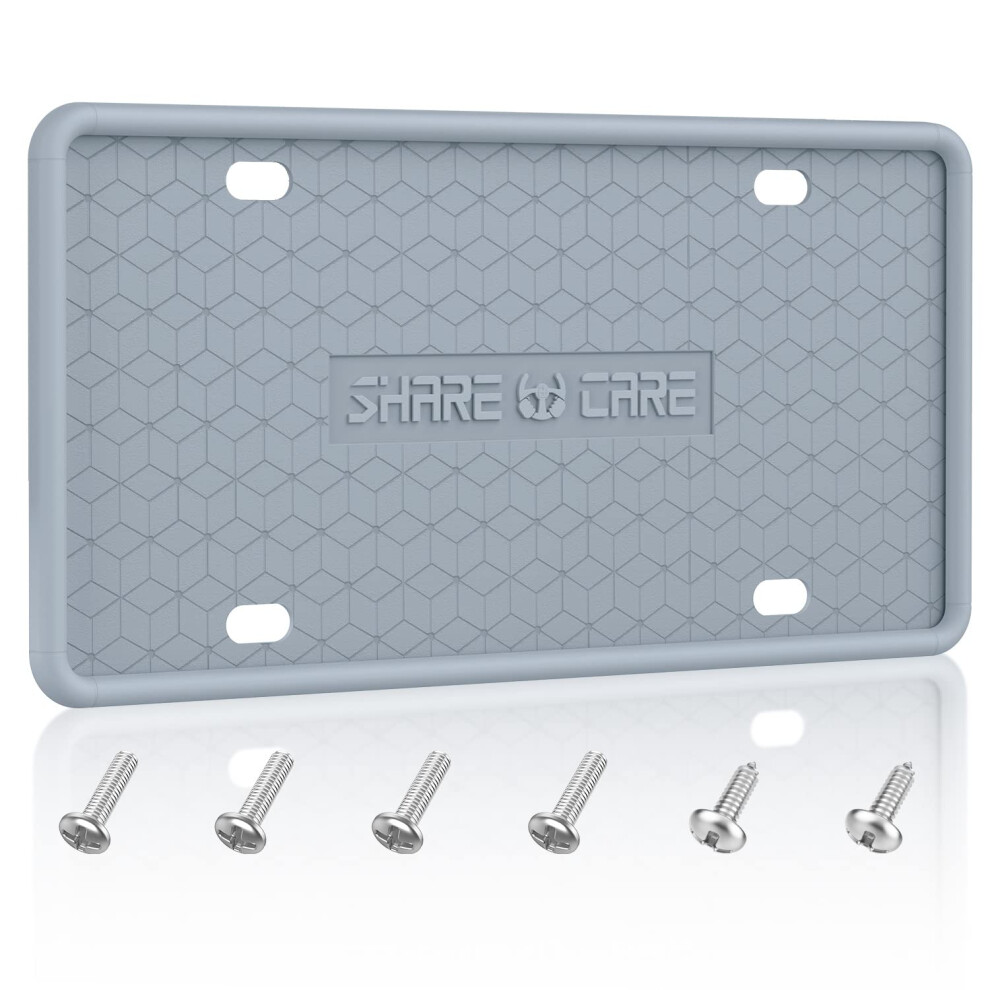 Qiqamole 1 Pack Silicone License Plate Frame Front Back License Plate Cover License Plate Bracket Holder Rustproof Rattlepr 771077522282