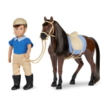 Lori Dolls - Brian & Barnaby - Mini Boy Doll & Toy Horse - 6 hvelykes baba s stt bl telivr l - ruhzati llatokkal s kiegsztokkel - Pl