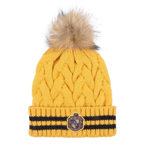 Harry Potter Cerd? Harry Potter Beanie Hat Tricot Pom Pom Hufflepuff Colors Yellow