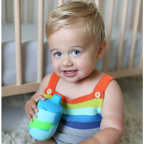 Nuby Σιλικόνης Tie-dye Πρώτο Κύπελλο Εκπαίδευσης - 6oz, 6+ Μηνών, Μπλε/Πράσινο 1
