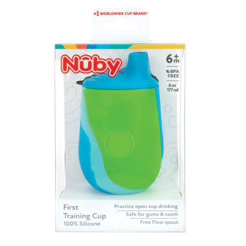 Nuby Σιλικόνης Tie-dye Πρώτο Κύπελλο Εκπαίδευσης - 6oz, 6+ Μηνών, Μπλε/Πράσινο 2