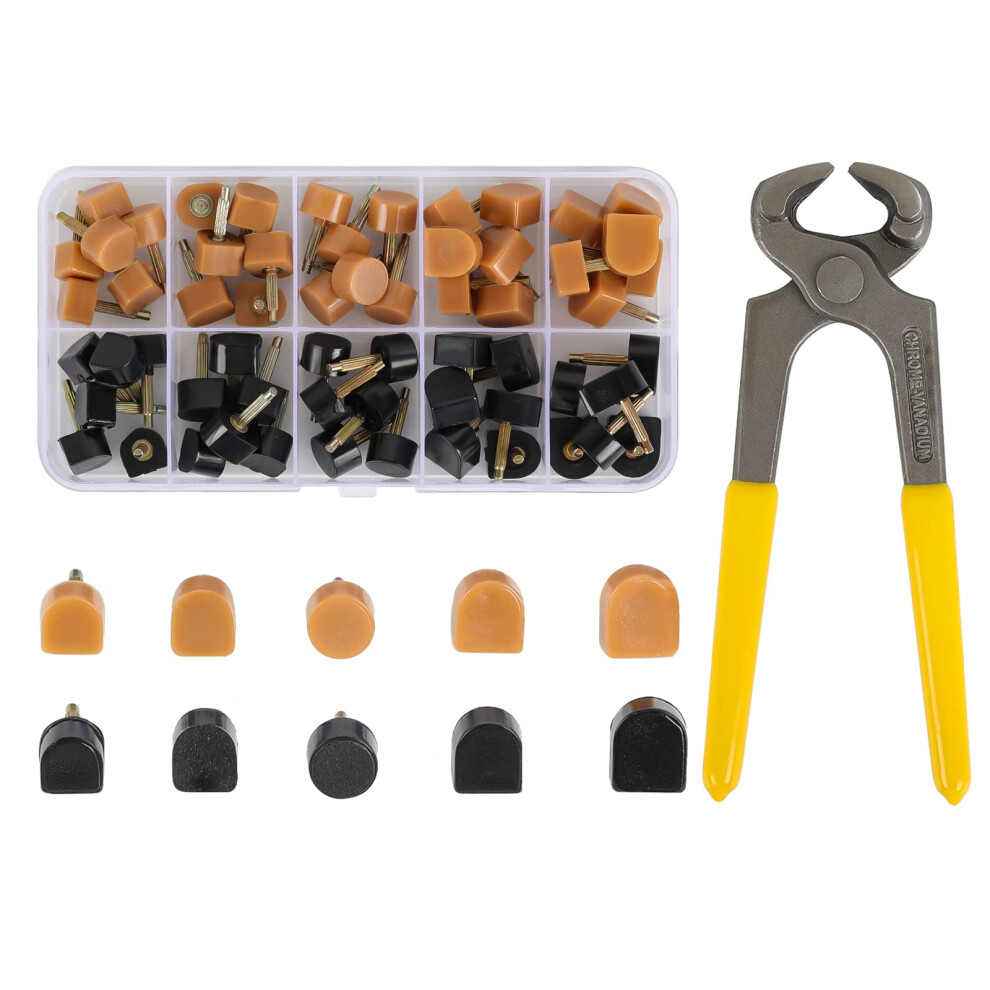 Tcj-Chen Yeham 30 Pairs Women's High Heel Shoes Replacement Tips Pin, Round And Square Heel Repair Caps With 6" Heel Pliers For Repairing Shoes