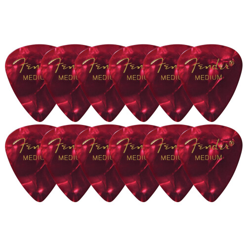 Fender Fender Premium Celluloid 351 Picks, Medium, Rood Moto - 12 Stuks