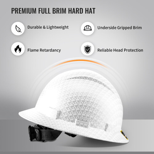 ProtectX Κράνη Οικοδομής Full Brim Ασφαλείας 6 Σημείων Εγκεκριμένα από OSHA Λευκό 2