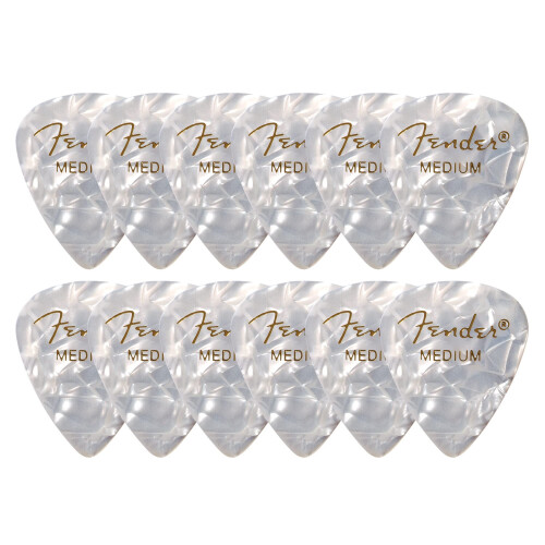 Fender Fender Premium Celluloid 351 Picks, Medium, Wit Moto - 12 Stuks